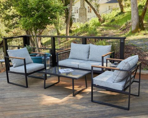 Courtyard Patio Furniture Set, 4-Piece Outdoor Patio Set with Sofa